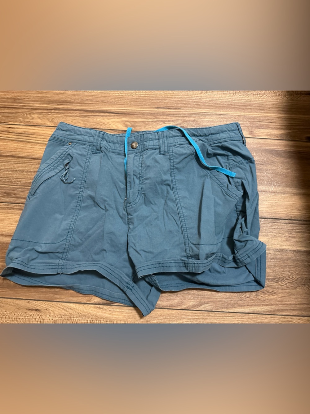 Title Nine Women’s Slate Blue Athletic Shorts with Turquoise Drawcord